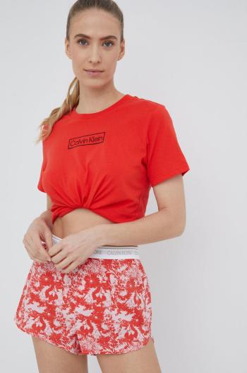 Bavlněné pyžamové šortky Calvin Klein Underwear červená barva, bavlněná