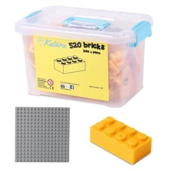 Katara Stavební bloky - 520 dílků s krabičkou a základovou deskou, žlutá barva