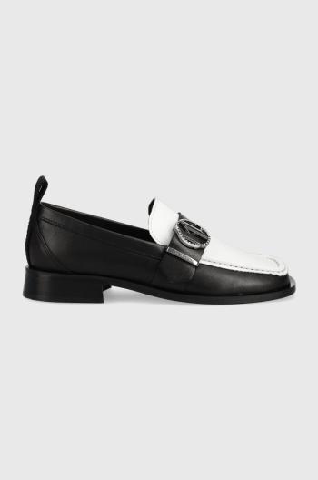 Kožené mokasíny Karl Lagerfeld Mokassino Ii dámské, černá barva, na plochém podpatku