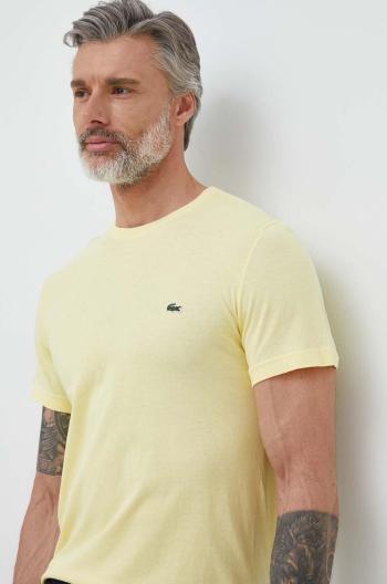 Bavlněné tričko Lacoste žlutá barva