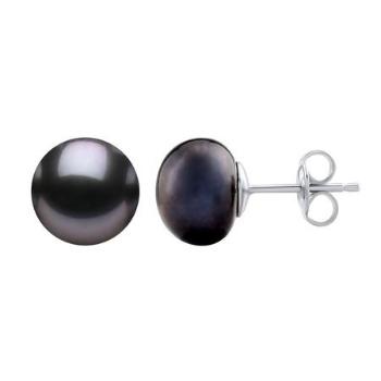 Silvego stříbrné náušnice s přírodní perlou v barvě černá tahiti LPS0614B10