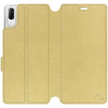 Flipové pouzdro na mobil Sony Xperia L3 v provedení  Gold&Orange s oranžovým vnitřkem (5903226815067)