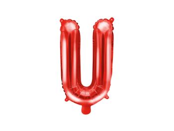 PartyDeco Fóliový balón Mini - Písmeno U 35 cm červený