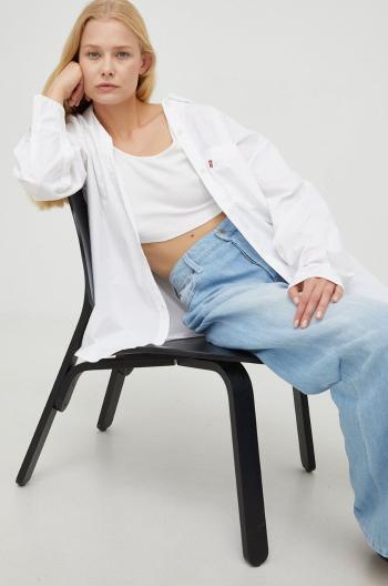 Bavlněné tričko Levi's bílá barva, relaxed, s klasickým límcem