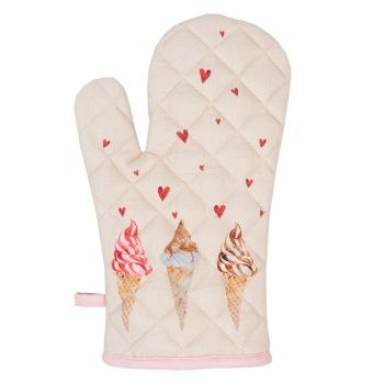 Béžová bavlněná chňapka - rukavice se zmrzlinou Frosty And Sweet  - 18*30 cm FAS44