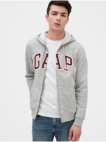 Šedá pánská mikina GAP Logo arch hoodie