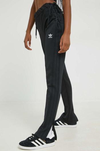Kalhoty adidas Originals dámské, černá barva, přiléhavé, high waist