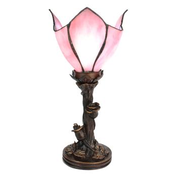 Stolní lampa Tiffany Folwia Pink - Ø18*32 cm E14/max 1*25W 5LL-6232