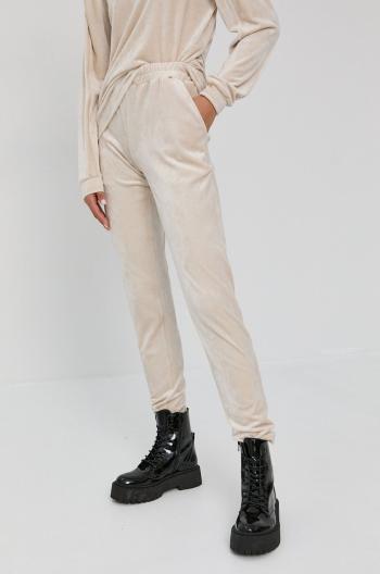 Kalhoty Nissa dámské, krémová barva, hladké