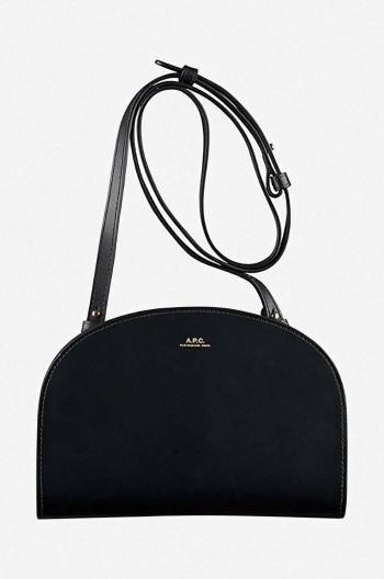 Kožená kabelka A.P.C. Clutch Demi-lune PXAWV-F61596 BLACK černá barva