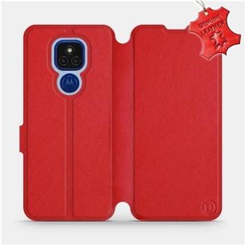 Kožené flip pouzdro na mobil Motorola Moto E7 Plus - Červené -  Red Leather (5903516384372)