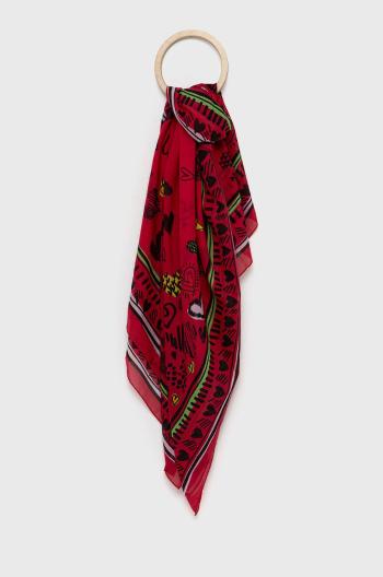 Hedvábný šátek Moschino růžová barva, vzorovaný