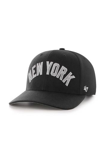 Čepice s vlněnou směsí 47brand MLB New York Yankees černá barva, s aplikací