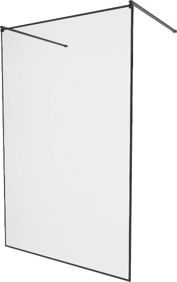 MEXEN/S Kioto ścianka prysznicowa wolnostojąca 130 x 200 cm, transparent/czarny wzór 8 mm, czarna 800-130-002-70-70