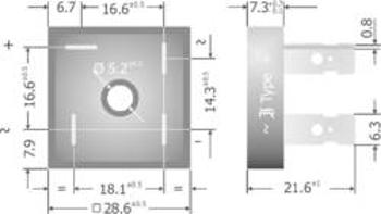 Křemíkový můstkový usměrňovač Diotec KBPC10/15/2502FP, U(RRM) 200 V, 10 A, Plast