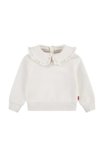 Kojenecká mikina Levi's RUFFLE COLLARED CREW béžová barva, hladká, 1EK989