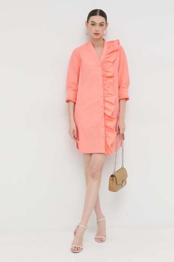Bavlněné šaty Silvian Heach oranžová barva, mini, oversize