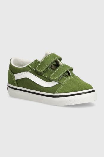 Dětské semišové tenisky Vans Old Skool zelená barva, VN000CPZCIB1