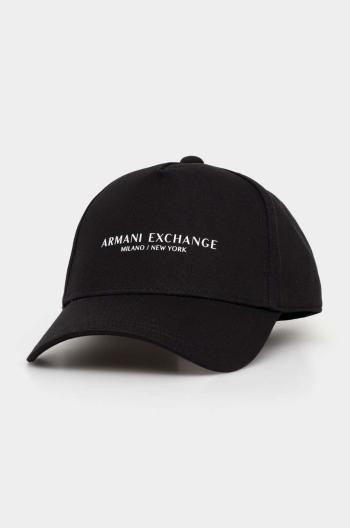 Bavlněná baseballová čepice Armani Exchange černá barva, s potiskem, 944207 3R130