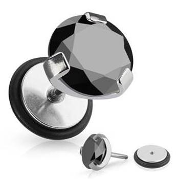 Šperky4U Falešný piercing - černý kámen - FP01051-K
