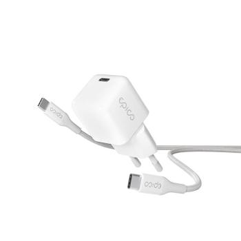 EPICO 30W GaN síťová nabíječka s 1.2m USB-C kabelem 9915101100178 - bílá