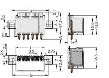 Konektor do DPS WAGO 2091-1412/205-000, 44.00 mm, pólů 12, rozteč 3.50 mm, 100 ks