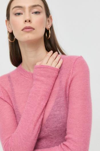 Vlněný svetr Victoria Beckham dámský, růžová barva, lehký