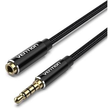 Vention Cotton Braided TRRS 3.5mm Male to 3.5mm Female Audio Extension 1.5m Black Aluminum Alloy (BHCBG)