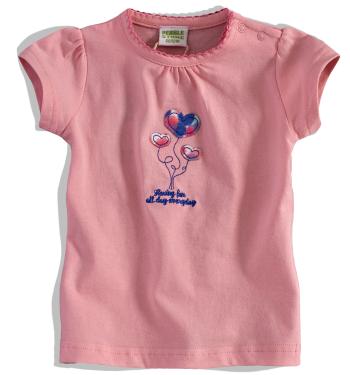 Kojenecké dívčí tričko PEBBLESTONE SRDÍČKA růžové Velikost: 68