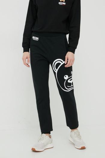 Bavlněné tepláky Moschino Underwear černá barva, s potiskem