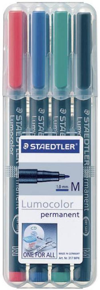 Staedtler Lumocolor permanent M DRY SAFE 317 WP4 permanentní popisovač , červená, modrá, zelená, černá