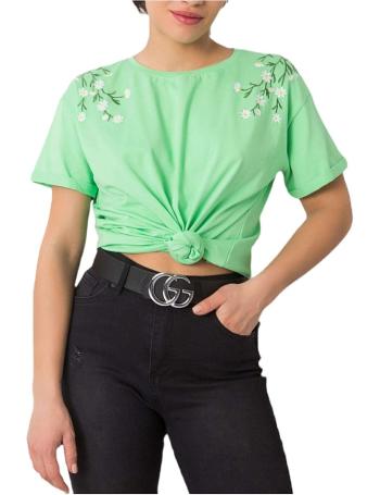 Světle zelené dámské tričko s výšivkou vel. ONE SIZE