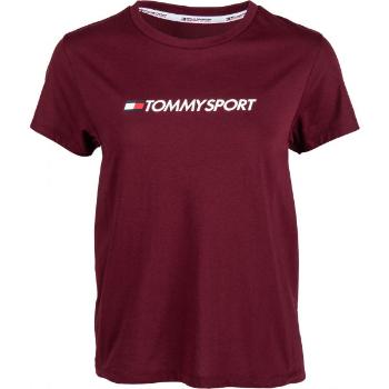 Tommy Hilfiger COTTON MIX CHEST LOGO TOP Dámské tričko, vínová, velikost S