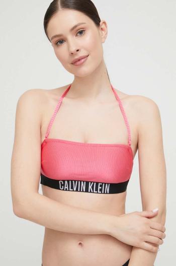 Plavková podprsenka Calvin Klein fialová barva, mírně vyztužený košík