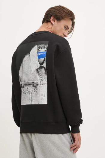 Bavlněná mikina Karl Lagerfeld Jeans pánská, černá barva, s aplikací, 246D1801