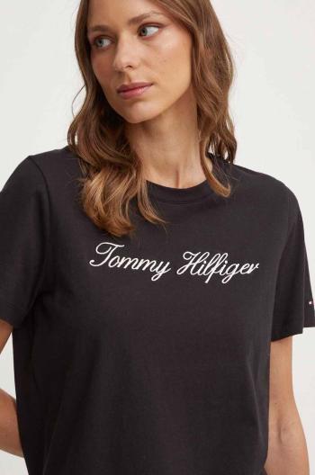 Bavlněné tričko Tommy Hilfiger černá barva, WW0WW43459