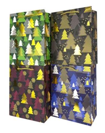 TORO Papírová dárková taška 32x26x12cm MIX vánoční stromek