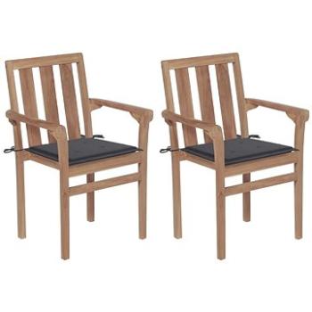 Zahradní židle 2 ks antracitové podušky masivní teakové dřevo, 3062208 (3062208)