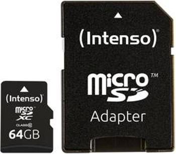 Paměťová karta microSDXC, 64 GB, Intenso High Performance, Class 10, vč. SD adaptéru