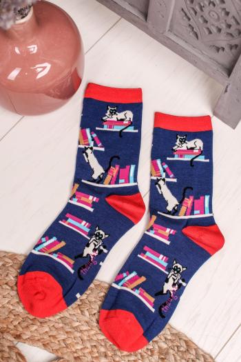 Modro-červené ponožky Gatto Socks