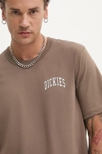 Bavlněné tričko Dickies AITKIN CHEST TEE SS hnědá barva, s potiskem, DK0A4Y8O