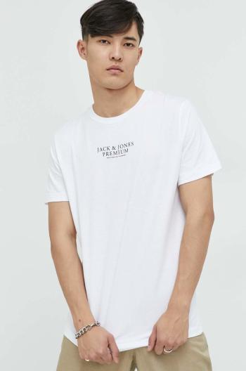 Bavlněné tričko Premium by Jack&Jones Archie bílá barva, s potiskem