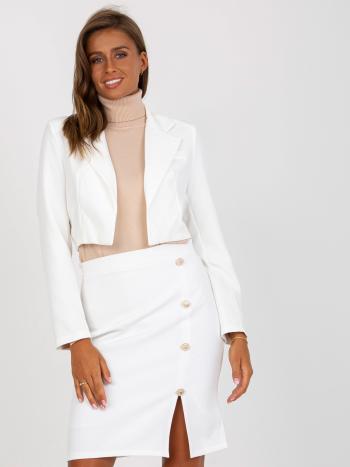 Bílá elegantní sukně zdobená knoflíky LK-SD-508860.61P-white Velikost: 42