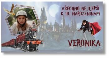 Narozeninový banner s fotkou - Harry Potter Rozměr banner: 130 x 260 cm