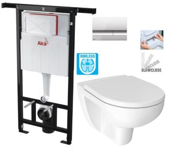 ALCAPLAST Jádromodul předstěnový instalační systém s chromovým tlačítkem M1721 + WC JIKA LYRA PLUS RIMLESS + SEDÁTKO DURAPLAST SLOWCLOSE AM102/1120 M1721 LY2