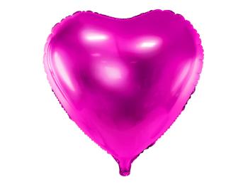 PartyDeco Fóliový balón srdce - tmavá růžová 45cm
