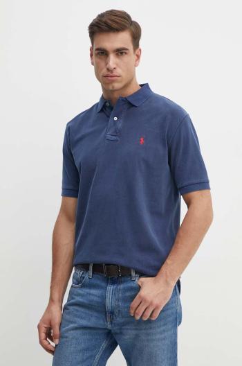 Bavlněné polo tričko Polo Ralph Lauren tmavomodrá barva