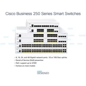 CISCO CBS250 Smart 8-port GE, Desktop, Ext PSU (CBS250-8T-D-EU)