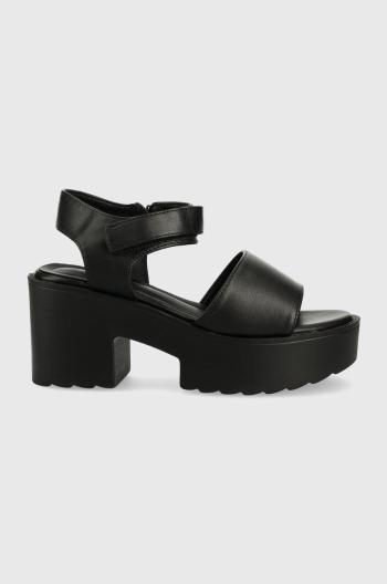 Sandály Sisley dámské, černá barva, na podpatku