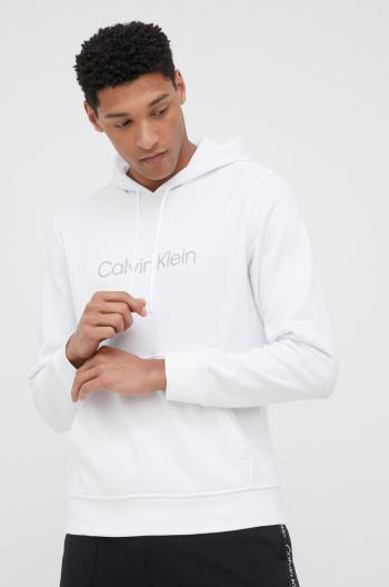 Tepláková mikina Calvin Klein Performance bílá barva, s potiskem